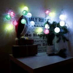 7 Ft. 20-Light LED Multi-Color Cotton Balls String Light -Northlight Shop aleko christmas novelty lights b20ledcoballwh hd 4f 1000