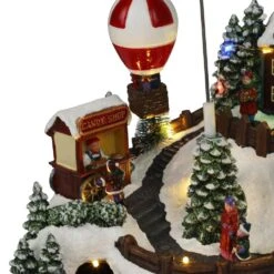 Animated Christmas Village With Train, Hot Air Balloon And LED -Northlight Shop alpine corporation christmas centerpieces wcc220hh mc 44 1000