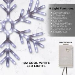24 In. Tall Hanging Snowflake With LED Lights -Northlight Shop alpine corporation christmas novelty lights cad110wt 1d 1000