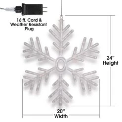 24 In. Tall Hanging Snowflake With LED Lights -Northlight Shop alpine corporation christmas novelty lights cad110wt 40 1000
