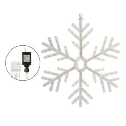 24 In. Tall Hanging Snowflake With LED Lights -Northlight Shop alpine corporation christmas novelty lights cad110wt 44 1000