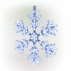 24 In. Tall Hanging Snowflake With LED Lights -Northlight Shop alpine corporation christmas novelty lights cad110wt 4f 1000