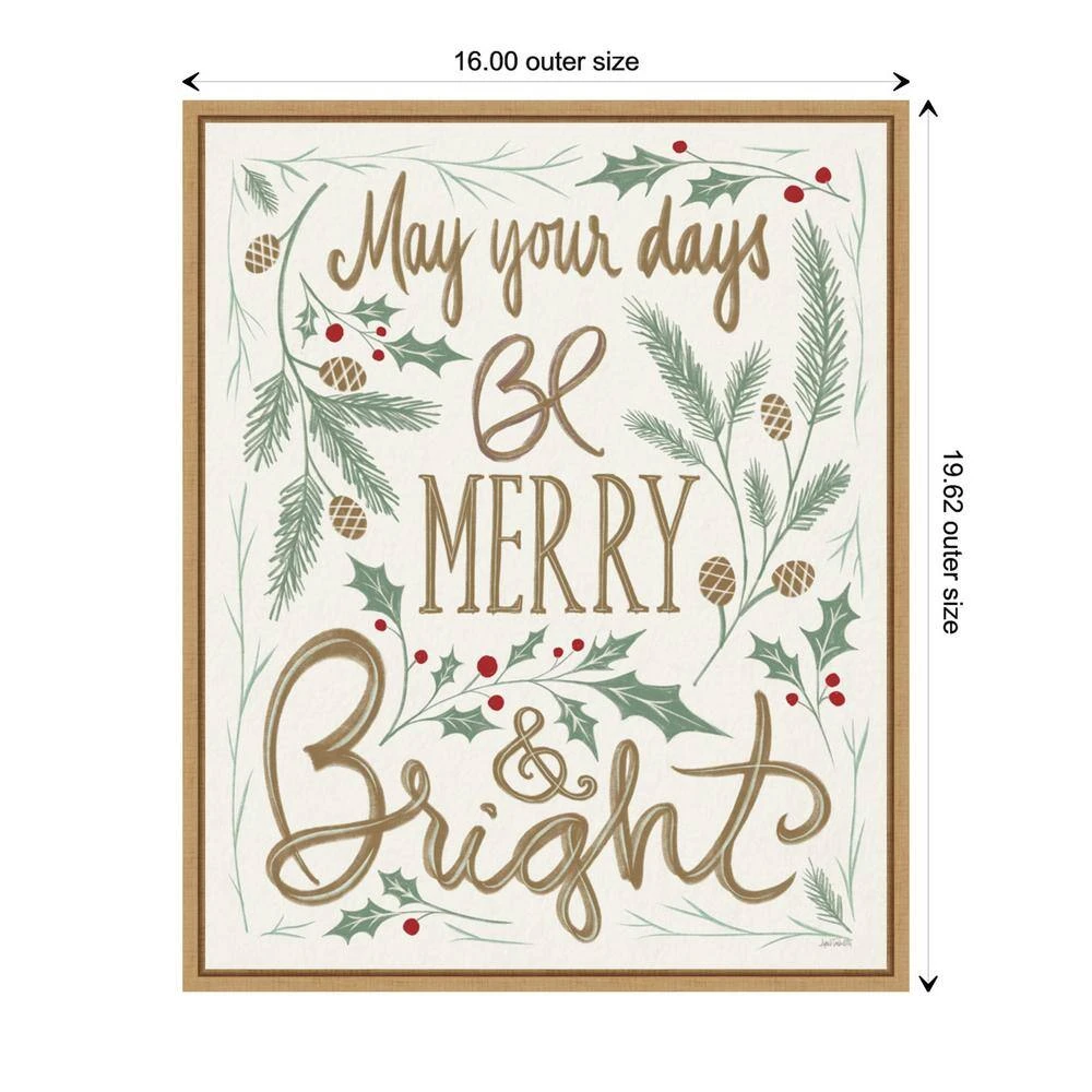 16 In. W X 19.62 In. H Merry And Bright Holly Christmas Holiday Framed Canvas Box Wall Art 5 16 In. W X 19.62 In. H Merry And Bright Holly Christmas Holiday Framed Canvas Box Wall Art - Image 5