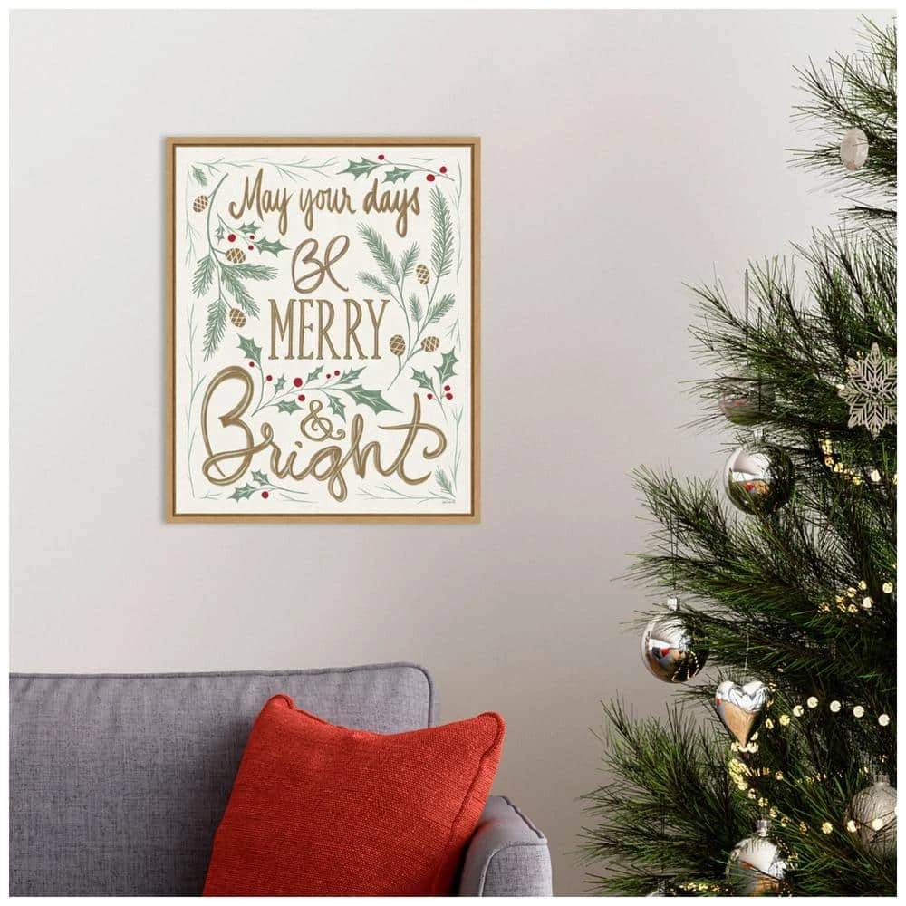 16 In. W X 19.62 In. H Merry And Bright Holly Christmas Holiday Framed Canvas Box Wall Art 6 16 In. W X 19.62 In. H Merry And Bright Holly Christmas Holiday Framed Canvas Box Wall Art - Image 6