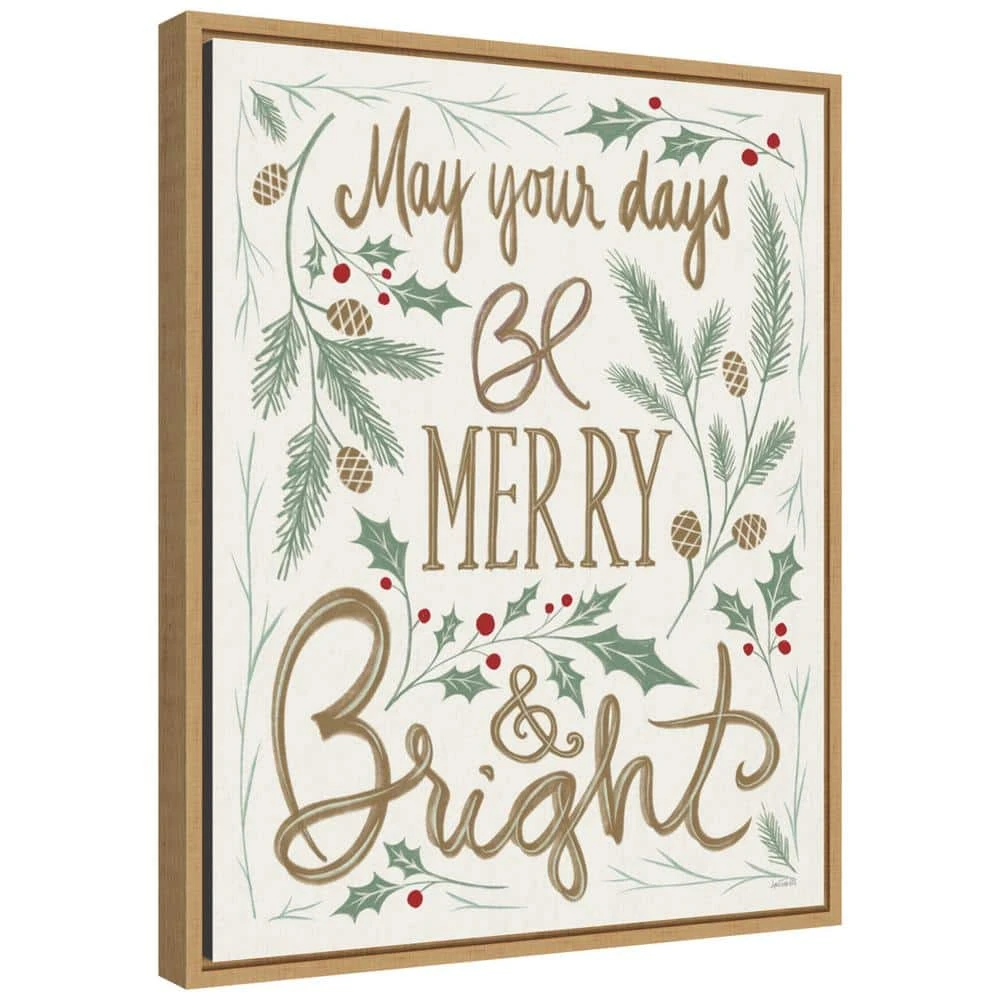 16 In. W X 19.62 In. H Merry And Bright Holly Christmas Holiday Framed Canvas Box Wall Art 3 16 In. W X 19.62 In. H Merry And Bright Holly Christmas Holiday Framed Canvas Box Wall Art - Image 3
