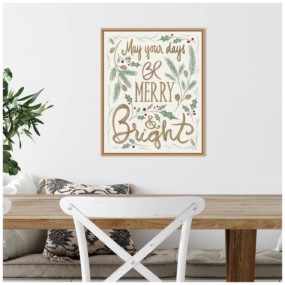 16 In. W X 19.62 In. H Merry And Bright Holly Christmas Holiday Framed Canvas Box Wall Art 7 16 In. W X 19.62 In. H Merry And Bright Holly Christmas Holiday Framed Canvas Box Wall Art - Image 7