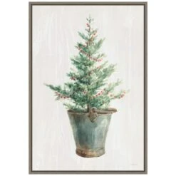 16 In. W X 23.25 In. H White And Bright Christmas Tree I Christmas Holiday Framed Canvas Box Wall Art