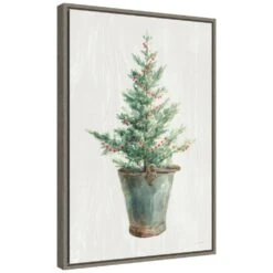 16 In. W X 23.25 In. H White And Bright Christmas Tree I Christmas Holiday Framed Canvas Box Wall Art -Northlight Shop amanti art christmas wall decorations 38865447821 c3 1000