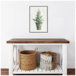 16 In. W X 23.25 In. H White And Bright Christmas Tree I Christmas Holiday Framed Canvas Box Wall Art -Northlight Shop amanti art christmas wall decorations 38865447821 fa 1000