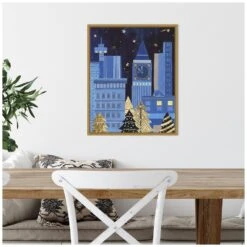 16 In. W X 19.62 In. H Holiday Night I Christmas Holiday Framed Canvas Box Wall Art -Northlight Shop amanti art christmas wall decorations 38865448251 fa 1000