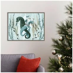 23 .5 In. W X 18 In. H The Sea Santa Collection A Christmas Holiday Framed Canvas Box Wall Art -Northlight Shop amanti art christmas wall decorations 38865453412 31 1000