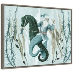 23 .5 In. W X 18 In. H The Sea Santa Collection A Christmas Holiday Framed Canvas Box Wall Art -Northlight Shop amanti art christmas wall decorations 38865453412 c3 1000