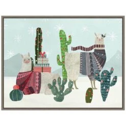 23 .5 In. W X 18 In. H Holiday Llama Collection A Christmas Holiday Framed Canvas Box Wall Art