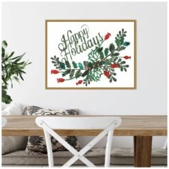18 In. H X 23.5 In. W Canvas Cut Wreath Christmas Collection A Christmas Holiday Framed Box Wall Art -Northlight Shop amanti art christmas wall decorations 38865454154 44 1000