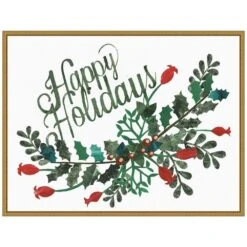 18 In. H X 23.5 In. W Canvas Cut Wreath Christmas Collection A Christmas Holiday Framed Box Wall Art