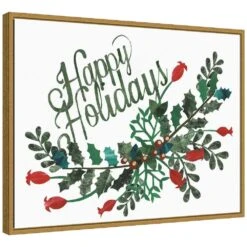 18 In. H X 23.5 In. W Canvas Cut Wreath Christmas Collection A Christmas Holiday Framed Box Wall Art -Northlight Shop amanti art christmas wall decorations 38865454154 c3 1000