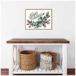 18 In. H X 23.5 In. W Canvas Cut Wreath Christmas Collection A Christmas Holiday Framed Box Wall Art -Northlight Shop amanti art christmas wall decorations 38865454154 fa 1000
