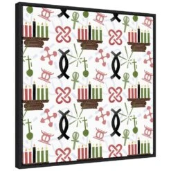 22 In. Kwanzaa Celebration Collection F Christmas Holiday Framed Canvas Box Wall Art -Northlight Shop amanti art christmas wall decorations 38865456261 c3 1000