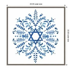 22 In. Canvas Indigo Hanukkah IV Christmas Holiday Framed Box Wall Art -Northlight Shop amanti art christmas wall decorations 38865456264 1f 1000