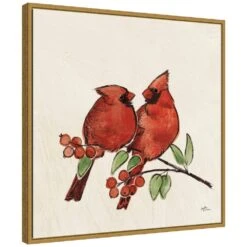 22 In. Christmas Lovebirds IX Christmas Holiday Framed Canvas Box Wall Art -Northlight Shop amanti art christmas wall decorations 38865456269 c3 1000