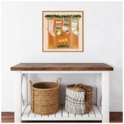 22 In. Christmas Stockings I Christmas Holiday Framed Canvas Box Wall Art -Northlight Shop amanti art christmas wall decorations 38865456274 fa 1000