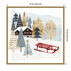 22 In. Christmas Chalet II Christmas Holiday Framed Canvas Box Wall Art -Northlight Shop amanti art christmas wall decorations 38865456277 1f 1000