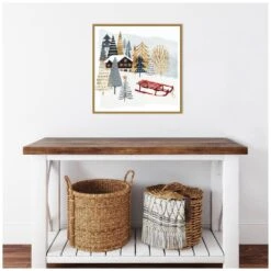 22 In. Christmas Chalet II Christmas Holiday Framed Canvas Box Wall Art -Northlight Shop amanti art christmas wall decorations 38865456277 fa 1000