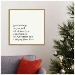 22 In. Canvas Good Tidings Christmas Holiday Framed Box Wall Art -Northlight Shop amanti art christmas wall decorations 38865456281 31 1000