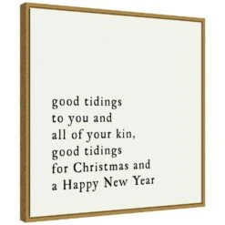 22 In. Canvas Good Tidings Christmas Holiday Framed Box Wall Art