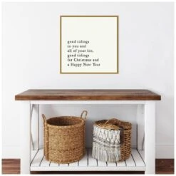 22 In. Canvas Good Tidings Christmas Holiday Framed Box Wall Art -Northlight Shop amanti art christmas wall decorations 38865456281 fa 1000