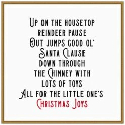 22 In. Up On The House Top Christmas Holiday Framed Canvas Box Wall Art