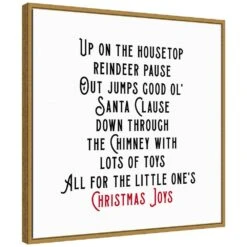 22 In. Up On The House Top Christmas Holiday Framed Canvas Box Wall Art -Northlight Shop amanti art christmas wall decorations 38865456293 c3 1000