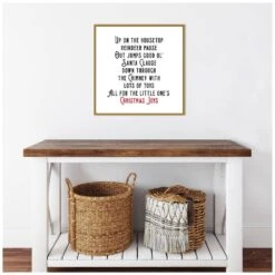 22 In. Up On The House Top Christmas Holiday Framed Canvas Box Wall Art -Northlight Shop amanti art christmas wall decorations 38865456293 fa 1000