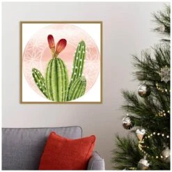 22 In. Christmas Cactus Collection C Christmas Holiday Framed Canvas Box Wall Art -Northlight Shop amanti art christmas wall decorations 38865456304 31 1000