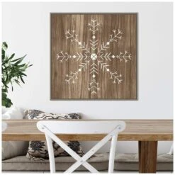 22 In. Barnwood Wonderland I Snowflake Christmas Holiday Framed Canvas Box Wall Art -Northlight Shop amanti art christmas wall decorations 38865456320 44 1000