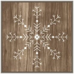 22 In. Barnwood Wonderland I Snowflake Christmas Holiday Framed Canvas Box Wall Art