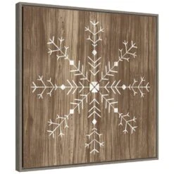 22 In. Barnwood Wonderland I Snowflake Christmas Holiday Framed Canvas Box Wall Art -Northlight Shop amanti art christmas wall decorations 38865456320 c3 1000