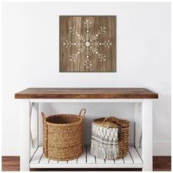 22 In. Barnwood Wonderland I Snowflake Christmas Holiday Framed Canvas Box Wall Art -Northlight Shop amanti art christmas wall decorations 38865456320 fa 1000