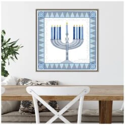 22 In. Celebrating Hanukkah III Christmas Holiday Framed Canvas Box Wall Art -Northlight Shop amanti art christmas wall decorations 38865456337 44 1000