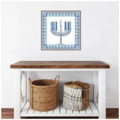 22 In. Celebrating Hanukkah III Christmas Holiday Framed Canvas Box Wall Art -Northlight Shop amanti art christmas wall decorations 38865456337 fa 1000