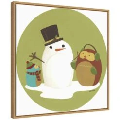 22 In. Canvas Happy Holidays I Snowman Christmas Holiday Framed Box Wall Art