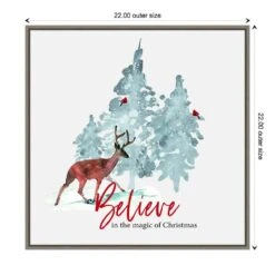 22 In. Believe In Christmas Holiday Framed Canvas Box Wall Art -Northlight Shop amanti art christmas wall decorations 38865456347 1f 1000