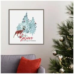22 In. Believe In Christmas Holiday Framed Canvas Box Wall Art -Northlight Shop amanti art christmas wall decorations 38865456347 31 1000