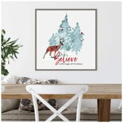 22 In. Believe In Christmas Holiday Framed Canvas Box Wall Art -Northlight Shop amanti art christmas wall decorations 38865456347 44 1000