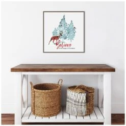 22 In. Believe In Christmas Holiday Framed Canvas Box Wall Art -Northlight Shop amanti art christmas wall decorations 38865456347 fa 1000