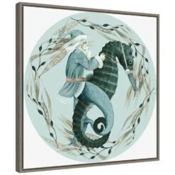 22 In. The Sea Santa Collection C Christmas Holiday Framed Canvas Box Wall Art -Northlight Shop amanti art christmas wall decorations 38865456366 c3 1000