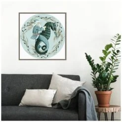 22 In. The Sea Santa Collection C Christmas Holiday Framed Canvas Box Wall Art -Northlight Shop amanti art christmas wall decorations 38865456366 fa 1000