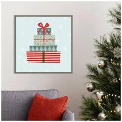 22 In. Holiday Llama Collection C Christmas Holiday Framed Canvas Box Wall Art -Northlight Shop amanti art christmas wall decorations 38865456368 31 1000