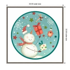 22 In. Sledding Snowmen Collection C Christmas Holiday Framed Canvas Box Wall Art -Northlight Shop amanti art christmas wall decorations 38865456369 1f 1000