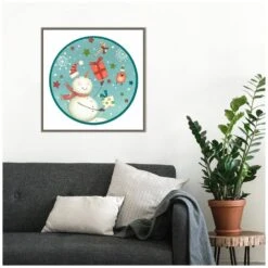 22 In. Sledding Snowmen Collection C Christmas Holiday Framed Canvas Box Wall Art -Northlight Shop amanti art christmas wall decorations 38865456369 fa 1000